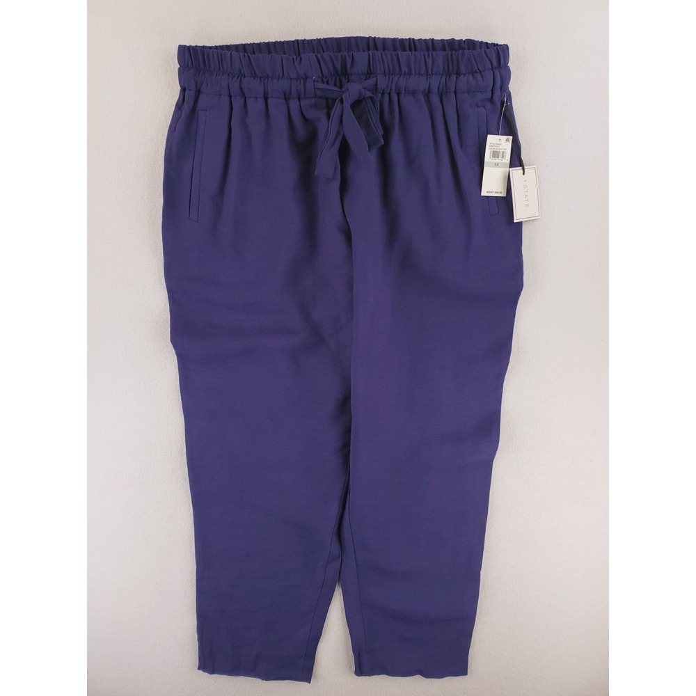 1. State Pants Womens 1X Plus Blue Relaxed Tapered Ankle Trouser Lounge Wear NWT
